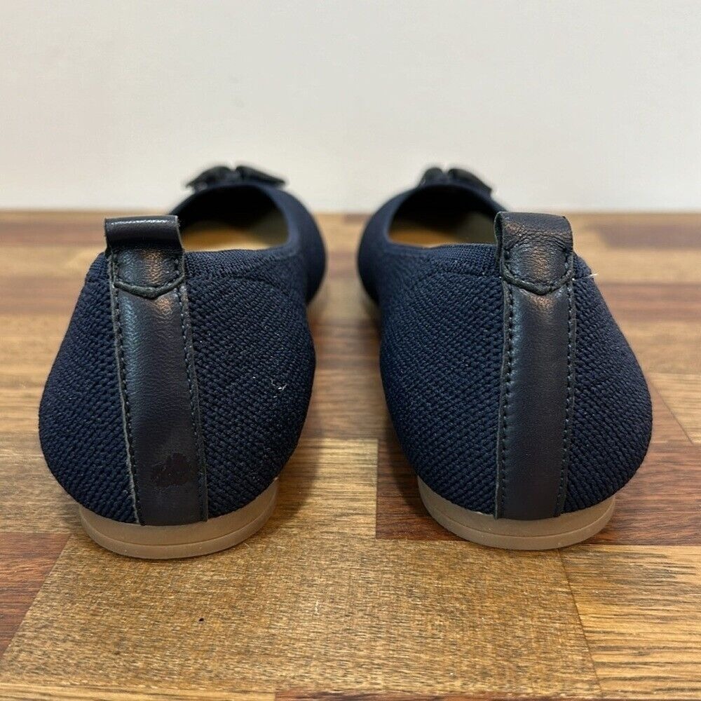 Talbots Womens Penelope Flats 8.5 Navy Blue Knit Tassel Slip On Ballet Round Toe - Picture 7 of 8